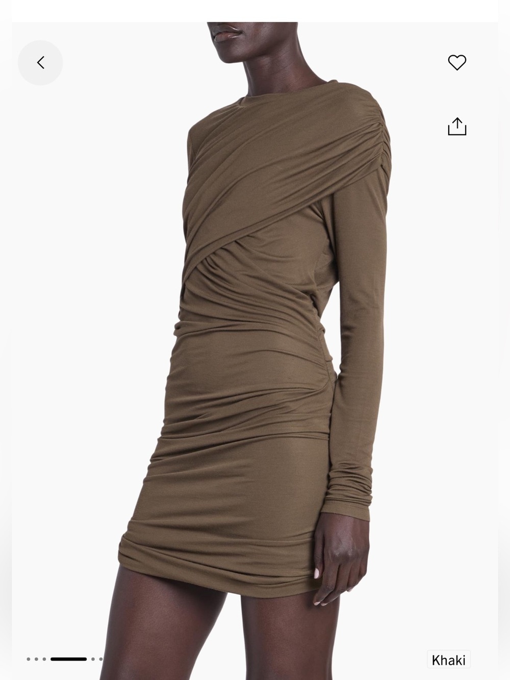 NWT Isabel Marant Étoile Khaki Ruched One-Shoulder Mini Dress - Picture 4 of 6